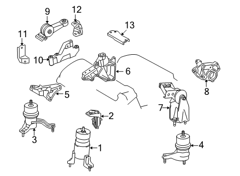 2014 Lexus RX450h Engine & Trans Mounting Bracket, Engine Mount Diagram for 12321-31141