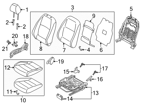 2018 Hyundai Accent Passenger Seat Components Cushion Assembly-Front Seat, RH Diagram for 88200-J0030-PJT