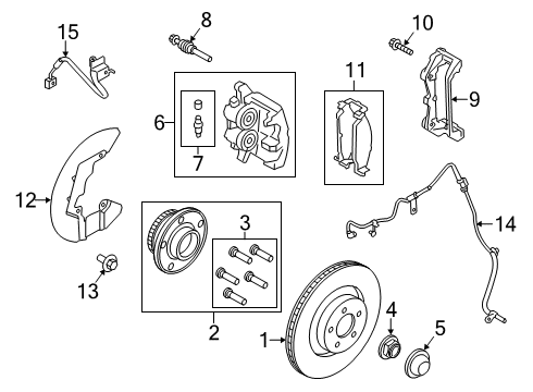 2018 Ford Mustang Front Brakes Hub Assembly Grease Cap Diagram for F1VY-1N135-A