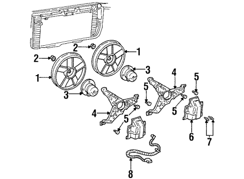 1998 Chevrolet Monte Carlo Cooling System, Radiator, Water Pump, Cooling Fan Bracket, Engine Coolant Fan Diagram for 22136410