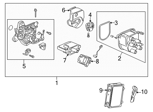 1999 Honda CR-V Ignition System Control Module, Engine Diagram for 37820-PHK-A52