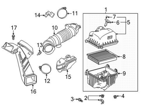 2020 Toyota Highlander Powertrain Control Air Cleaner Assembly Diagram for 17700-F0210