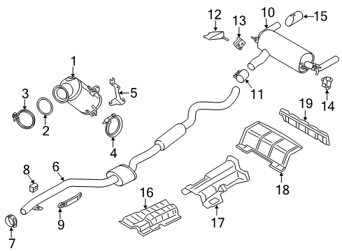 2018 BMW 340i GT xDrive Exhaust Components Catalytic Converter Diagram for 18327643152
