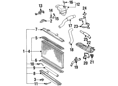 1994 Lexus ES300 Radiator & Components Tank Diagram for 16461-20040