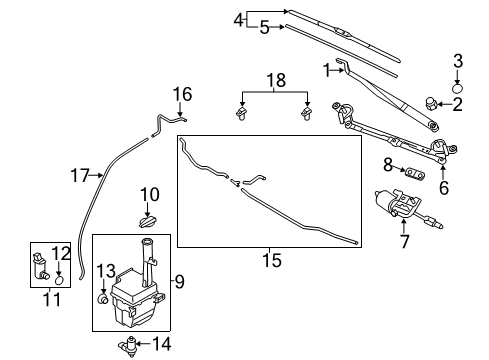 2015 Hyundai Sonata Wiper & Washer Components Windshield Wiper Arm Assembly(Passenger) Diagram for 98321-C1000