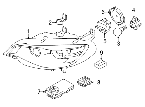 2014 BMW X6 Headlamps Right Headlight Diagram for 63117359372