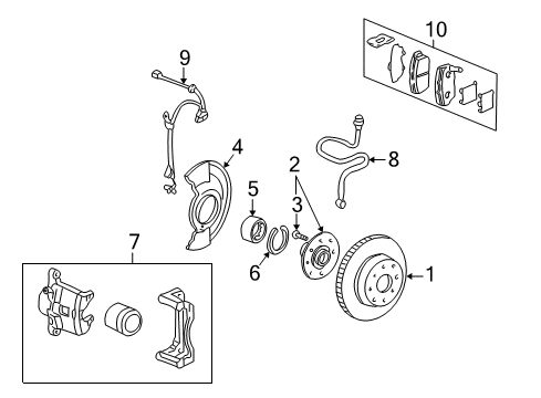 2000 Acura Integra Front Brakes Caliper Sub-Assembly, Left Front (Reman) Diagram for 06453-ST7-505RM