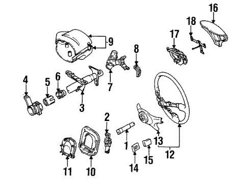 1995 Toyota Paseo Steering Column & Wheel, Steering Gear & Linkage Horn Button Assembly Diagram for 45105-16140