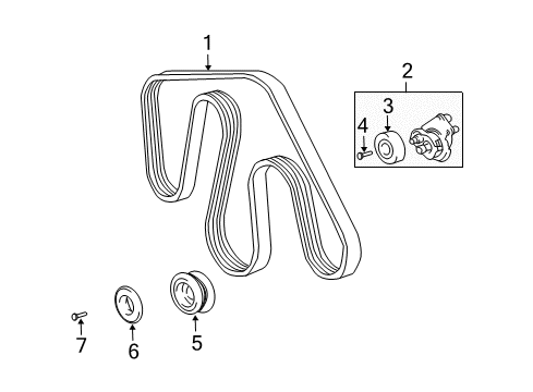 2004 Lexus GX470 Belts & Pulleys Bolt, Washer Based H Diagram for 90105-10247