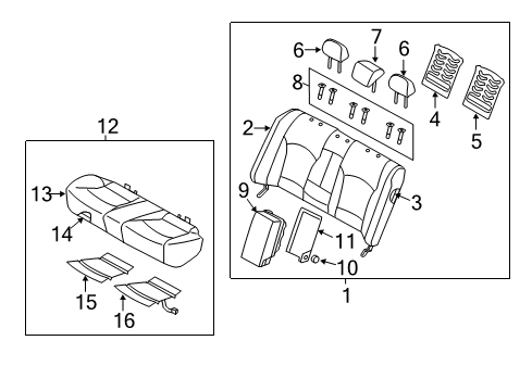 2015 Hyundai Sonata Heated Seats Cushion Assembly-Rear Seat Diagram for 89100-4R000-Y5Y