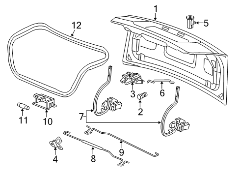 2005 Chevrolet Malibu Trunk Weatherstrip Asm-Rear Compartment Lid Diagram for 25850238