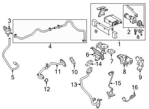 2014 Toyota Prius C Powertrain Control EGR Tube Diagram for 25612-21010