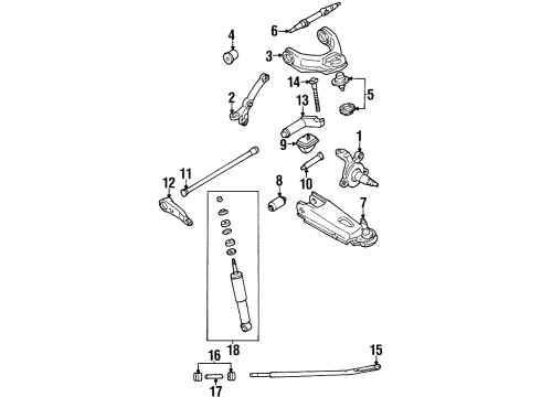 1991 Nissan D21 Front Suspension Components, Lower Control Arm, Upper Control Arm, Stabilizer Bar, Locking Hub Arm ASY Lower RH Diagram for 54502-55G90