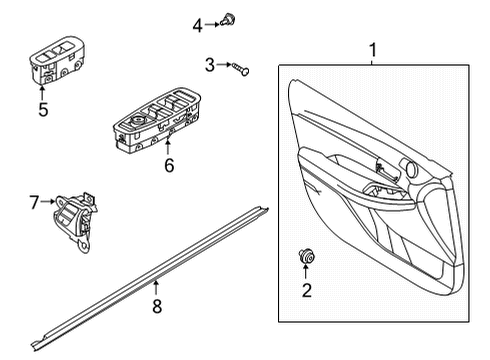 2020 Hyundai Sonata Power Seats Power Window Main Switch Assembly Diagram for 93570-L0000-REY