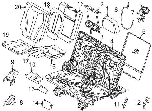 2022 BMW X7 Third Row Seats FOAM RUBBER PAD, BACKREST, R Diagram for 52307443469