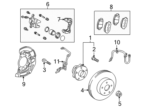 2011 Toyota Prius Front Brakes Cylinder Kit, Front Disc Diagram for 04478-47040