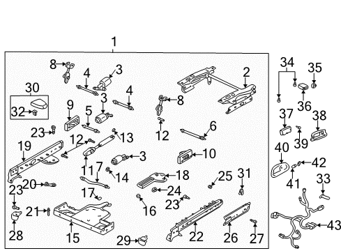 2000 Buick LeSabre Tracks & Components Switch, Passenger Seat Reclining Diagram for 12450264