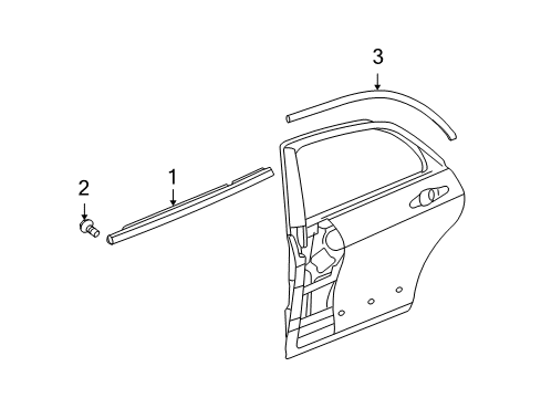 2007 Acura TSX Exterior Trim - Rear Door Molding Assembly, Right Rear Door Diagram for 72910-SEA-013