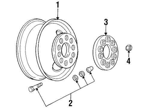 1993 GMC C3500 Wheels, Covers & Trim Wheel Nut Diagram for 88891761