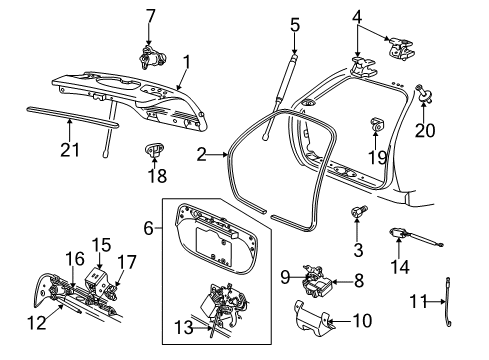 2001 Ford Taurus Lift Gate Lock Cylinder Diagram for 5F1Z-7443432-BA