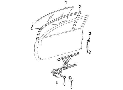 1998 Toyota Tercel Glass - Front Door Run Channel Diagram for 68141-16220