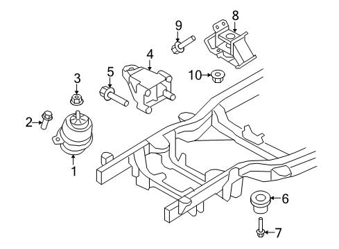 2009 Kia Borrego Engine & Trans Mounting Rubber Differential Mounting-Rear Lower Diagram for 219322J010