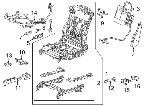 2015 Acura RLX Lumbar Control Seats Switch Assembly, Passenger Side Lumbar Support (Premium Black) Diagram for 81252-TY2-A01ZC