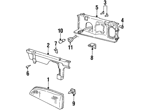 1997 Pontiac Bonneville Bulbs Housing, Headlamp (W/Lens) Diagram for 16521745