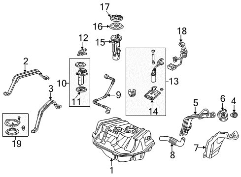 2002 Acura CL Filters Pump Set, Fuel Diagram for 17040-S84-A02