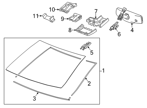 2016 Cadillac ATS Windshield Glass Windshield Diagram for 23339092