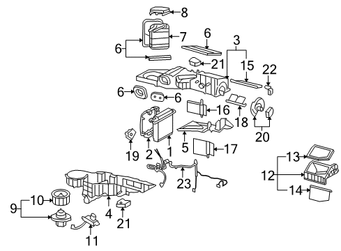 2011 Chevrolet Suburban 1500 A/C Evaporator & Heater Components Shield Diagram for 89018302