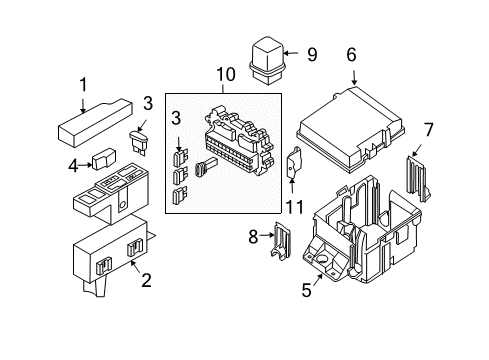 2012 Nissan Titan Electrical Components Cover Relay Box Diagram for 24382-9FE0A