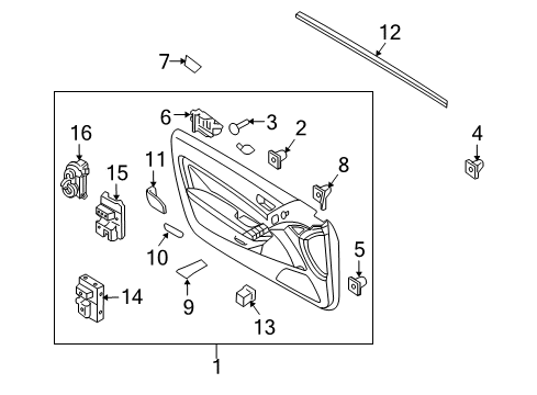 2012 Hyundai Genesis Coupe Interior Trim - Door Weatherstrip-Front Door Belt Inside LH Diagram for 82231-2M500-9P