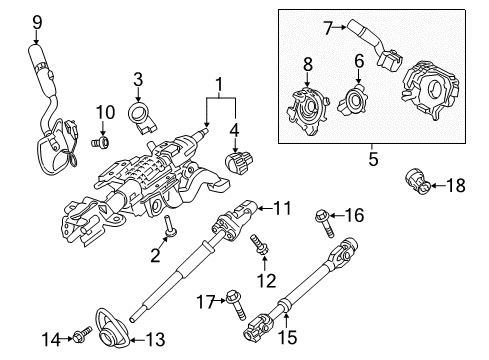 2020 Ford F-250 Super Duty Steering Column & Wheel, Steering Gear & Linkage Steering Column Diagram for LC3Z-3C529-G