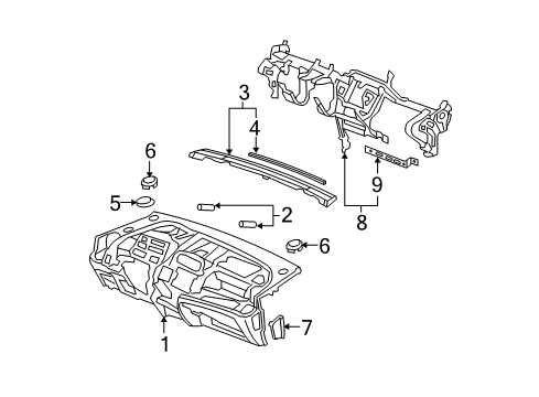 2012 Honda Fit Cluster & Switches, Instrument Panel Frame, Glove Box Diagram for 77550-TK6-A00