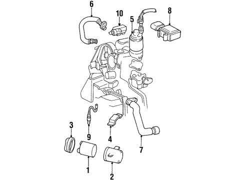 1996 Oldsmobile Aurora Powertrain Control Pipe, EGR Valve Diagram for 12553582