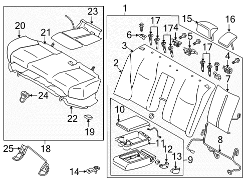 2015 Infiniti Q70L Rear Seat Components ESCUTCHEON Diagram for 87615-EG01B