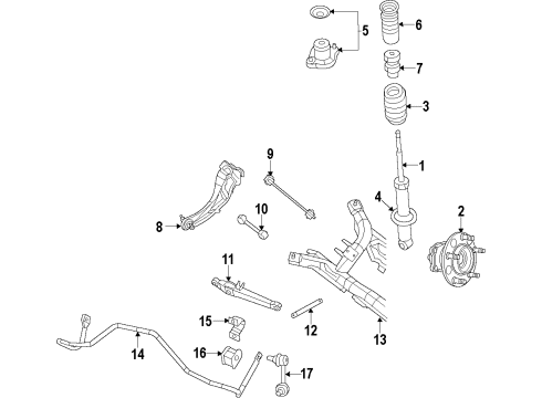 2013 Jeep Compass Rear Suspension Components, Stabilizer Bar Bar-Rear Suspension Diagram for 5151812AB