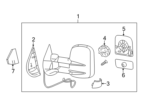 2011 GMC Sierra 2500 HD Outside Mirrors Mirror Assembly Cover Diagram for 25861018