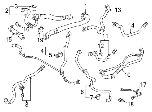 2020 Toyota GR Supra Hoses, Lines & Pipes Upper Hose Diagram for 16572-WAA02