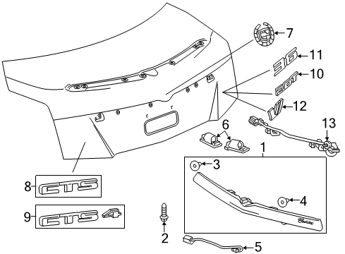 2014 Cadillac CTS Exterior Trim - Trunk Lid Nameplate Diagram for 25841627