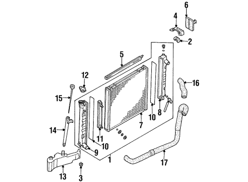 1990 Nissan 300ZX Radiator & Components Bracket-Radiator Mounting, Lower Diagram for 21549-40P00