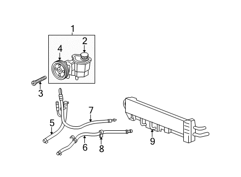 2008 Dodge Durango P/S Pump & Hoses, Steering Gear & Linkage Kit-Pump & PULLEY Diagram for 68034321AB