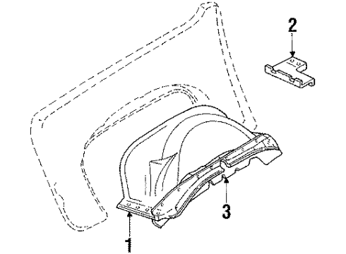 1989 GMC V2500 Suburban Inner Components - Fender Shield-Wheelhouse Panel Splash-LH Diagram for 14027645