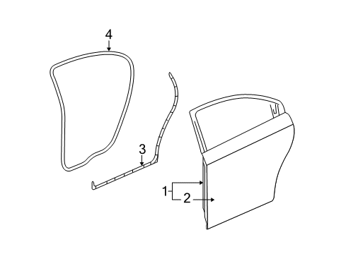 2008 Chevrolet Malibu Rear Door WEATHERSTRIP, Door Weatherstrip Diagram for 25815062