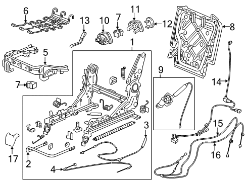 2017 Acura MDX Tracks & Components Switch, Passenger Side (Dj Interior Silver) Diagram for 81365-TZ5-A01ZA