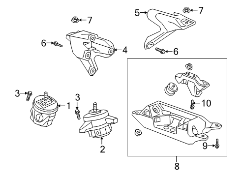 2019 Cadillac CT6 Engine & Trans Mounting Mount Bracket Diagram for 84446333