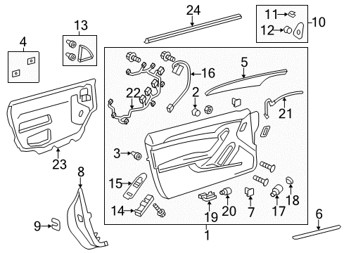 2011 Cadillac CTS Front Door Rear Cover Lock Cover Diagram for 13503106