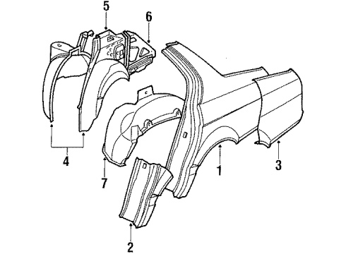 1989 BMW 735i Quarter Panel & Components Bracket, Left Diagram for 51131949741