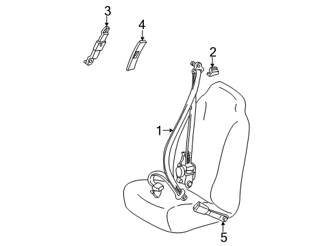 2001 Toyota Sienna Seat Belt Belt & Retractor TAN Diagram for 73220-08030-E0